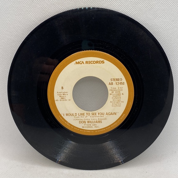 Don Williams: I Would Like To See You Again / Lay Down Beside Me Vinyl Record 7” - Picture 4 of 6